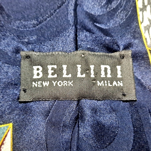 Bellini New York Milan 💯 Silk Necktie 58"x4" Abstract Print Blue/White/Burgundy - Picture 3 of 9